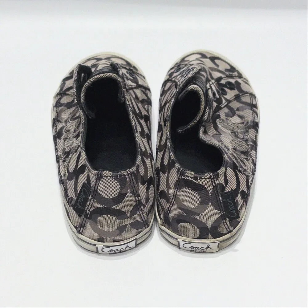 Coach Keeley Black & White Signature C Monogram Slip On Sneakers Women Size 7B